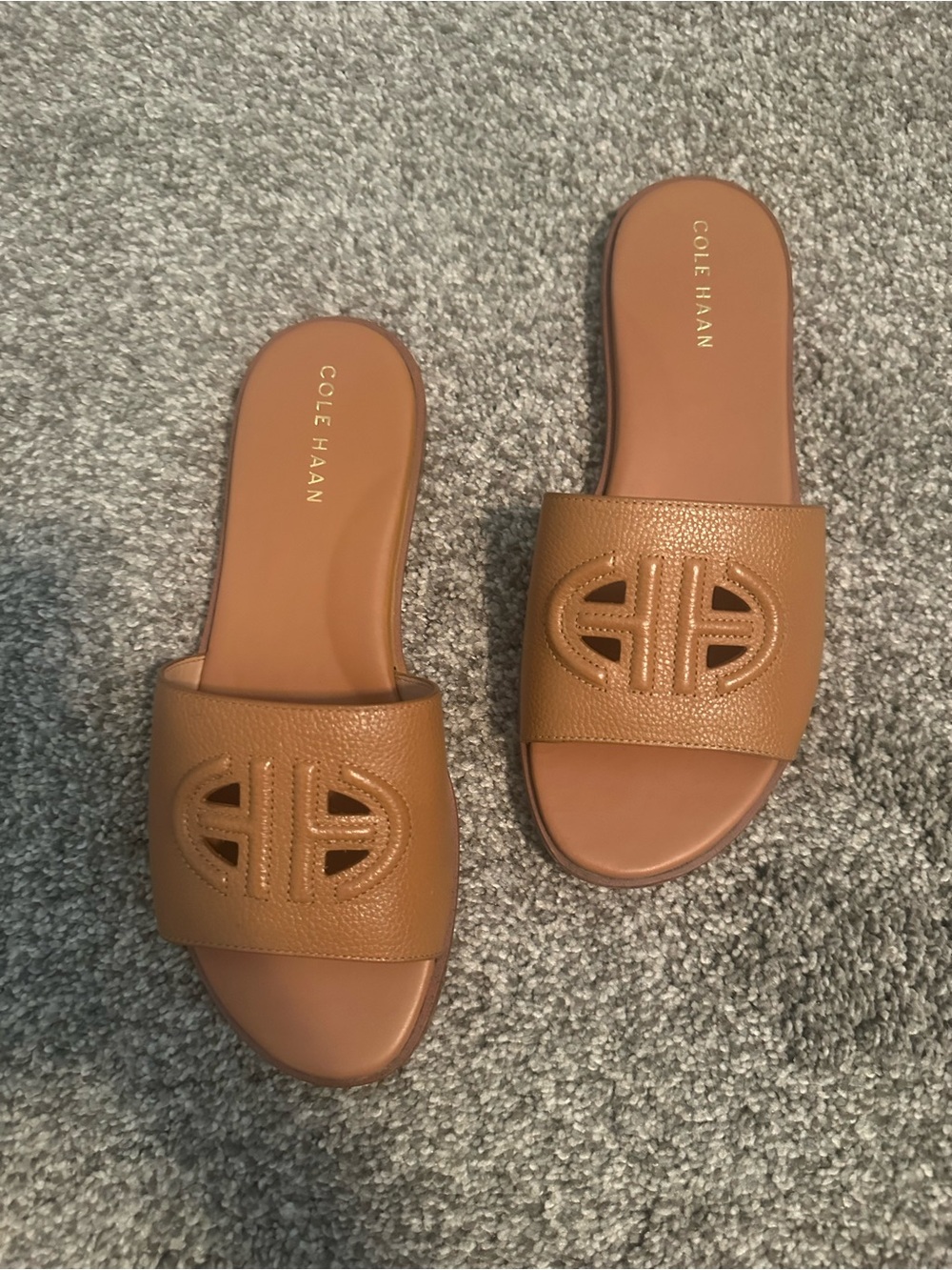 Cole Haan Tan Leather Slide Sandals